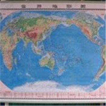 世界地形图-世界地形覆膜地图-两全张-1540mmx1100mm